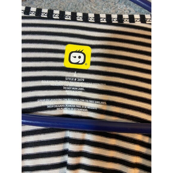 WonderWink Scrubs  T-Shirt Womens LG Black White Striped Long Sleeved Layers NWT - Picture 7 of 7